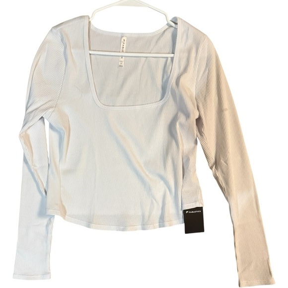 Fabletics Ribbed Square Neck Top Women’s XXL 1X NWT Long Sleeve White Stretchy - Picture 3 of 7